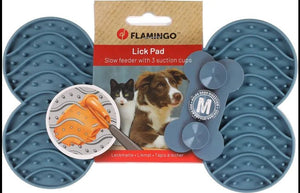 Flamingo Yummy Silicone Bone Lick Pad - Petrol Medium - Shopivet.com