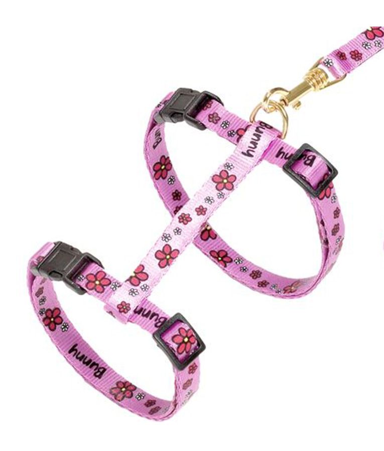 Flamingo Ziggi Flower Cat Harness & Leash 20 - 35cm 10mm - Shopivet.com