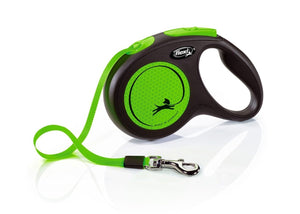 Flexi New Neon Tape Retractable Dog Leash - GREEN M/5M - Shopivet.com