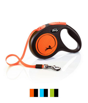 Flexi New Neon Tape Retractable Dog Leash - ORANGE M/5M - Shopivet.com