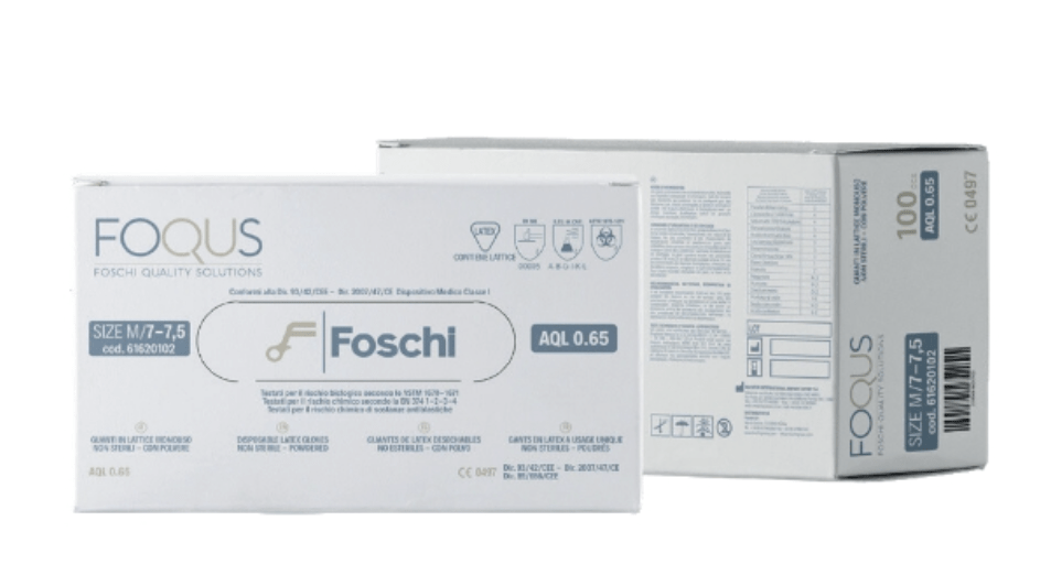 FOQUS LATEX GLOVES NO POWDER - SIZE L (1 box - 100 pcs) - Shopivet.com