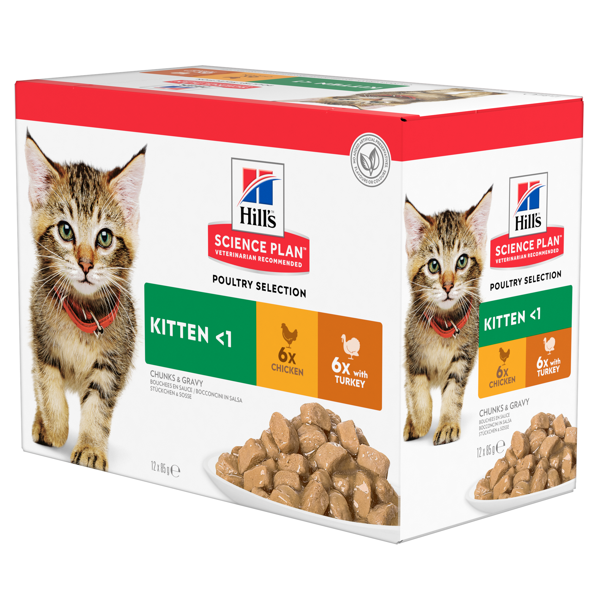 Hill’s Science Plan Kitten Wet Cat Food Multipack with Chicken, Turkey Pouches (12x85g)