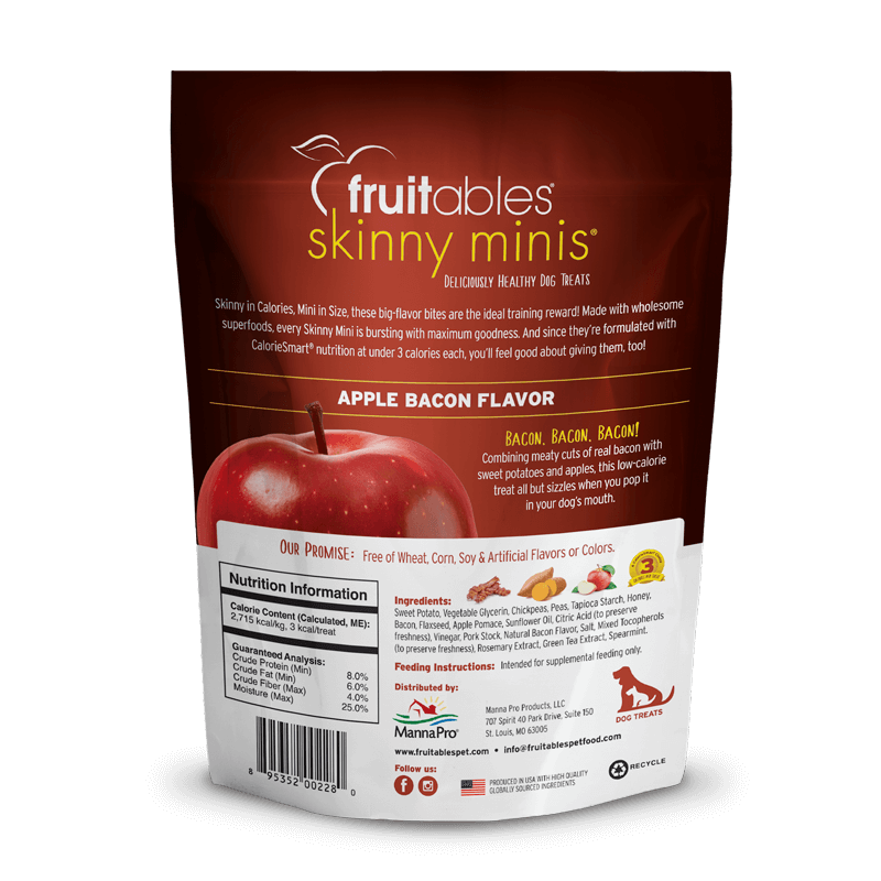 Fruitables Skinny Minis Dog Treats Apple & Bacon 5 oz - Shopivet.com