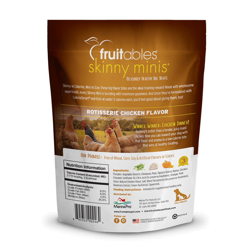Fruitables Skinny Minis Dog Treats Rotisserie Chicken 141 gr - Shopivet.com