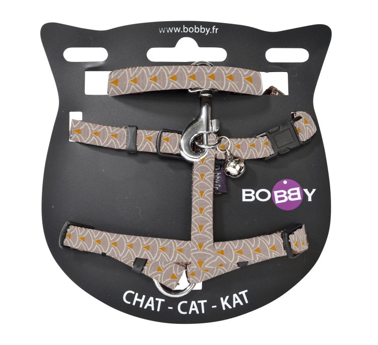 Geisha Cat Harness and Lead - Taupe - Shopivet.com