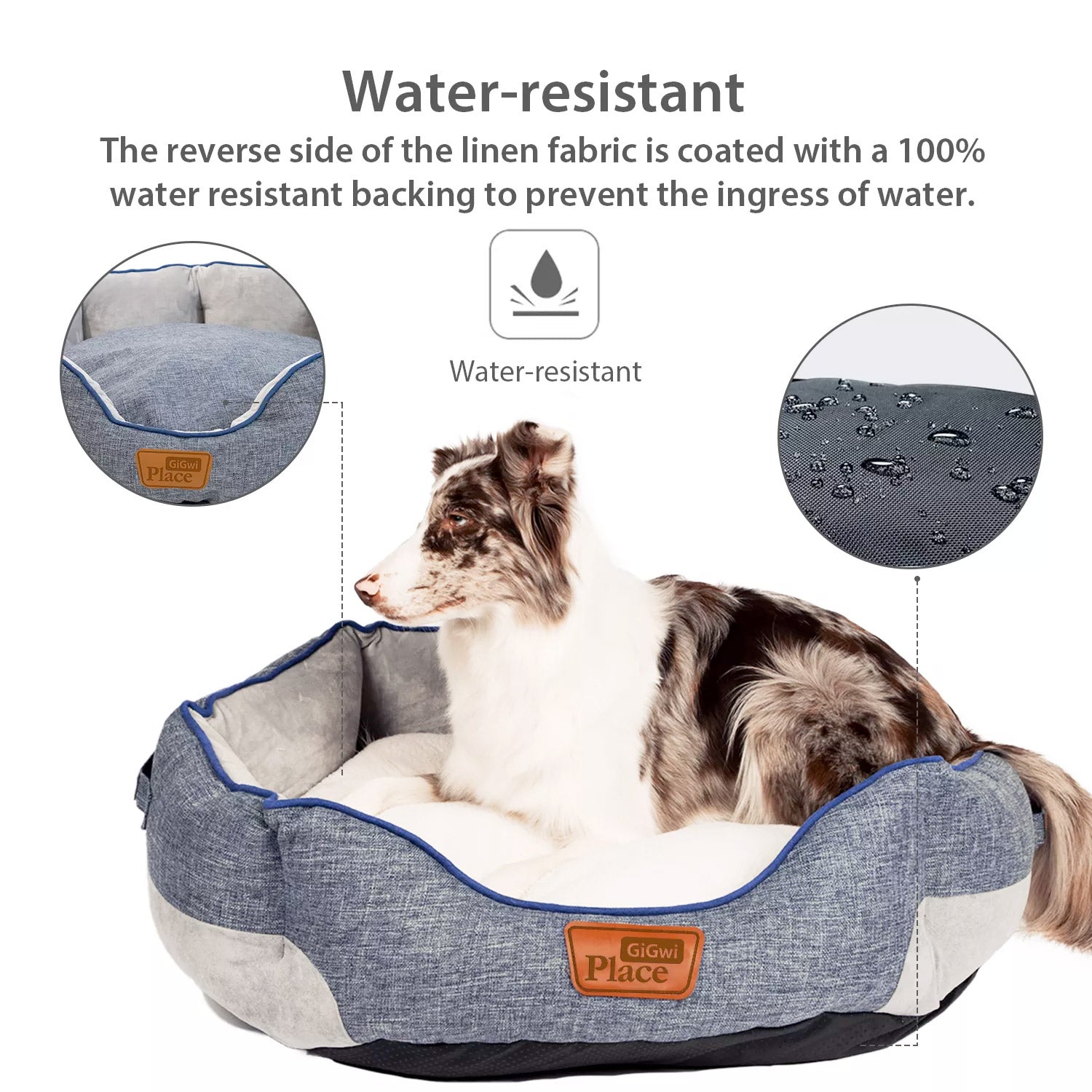 GiGwi Place Removable Cushion Luxury Dog Bed - Square - medium - mustard
