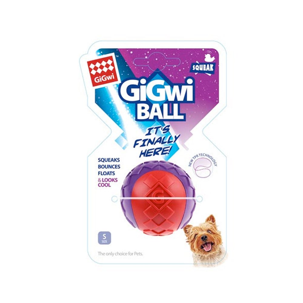 GiGwi Ball Red/Purple Squeaker Solid (Small) - Shopivet.com