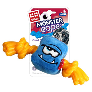 GiGwi Blue Monster Rope with Squeaker inside – Plush/TPR (Medium) - Shopivet.com