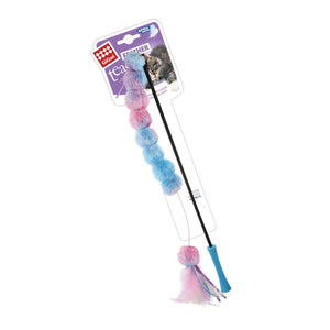 GiGwi Catwand Feather Teaser with natural feather, plush tail and TPR handle - Shopivet.com
