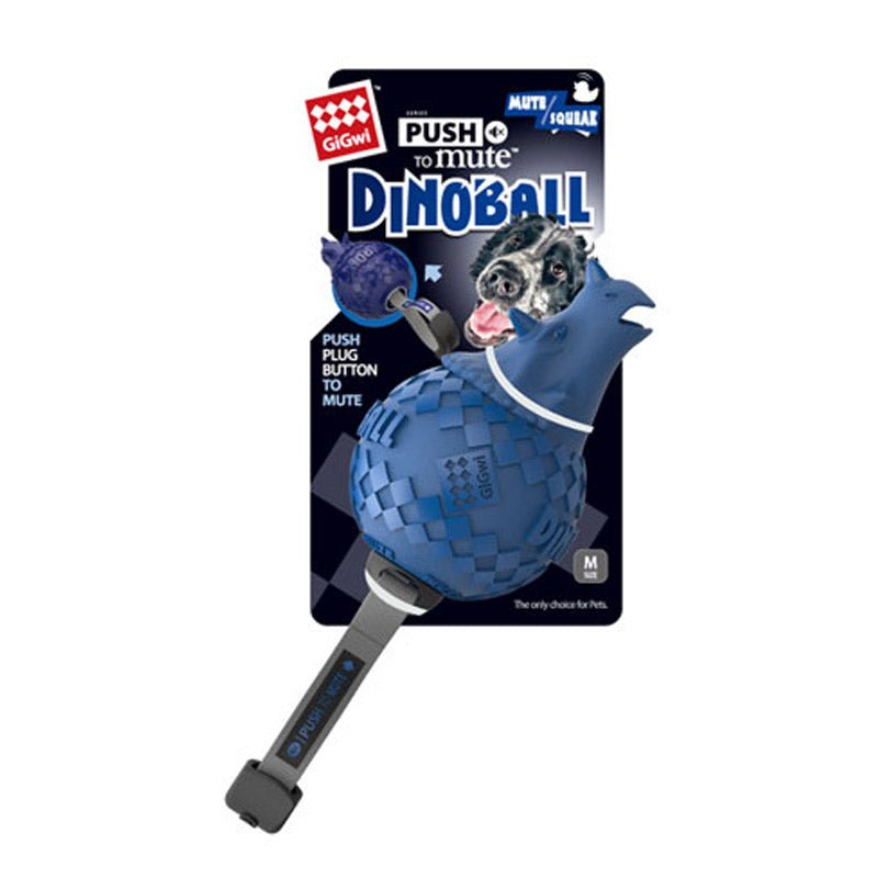 Gigwi Dinoball Triceratops “Push to Mute” Light Blue - Shopivet.com