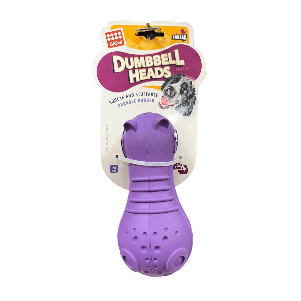GiGwi DUMBBELL HEADS Hippo – Squeak and stuffable - Shopivet.com