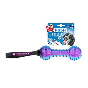 GiGwi Dumbell ‘Push To Mute’ Transparent – Purple / Blue - Shopivet.com