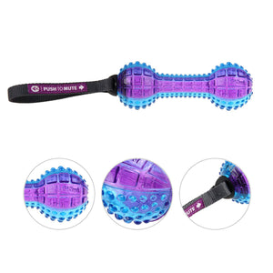 GiGwi Dumbell ‘Push To Mute’ Transparent – Purple / Blue - Shopivet.com