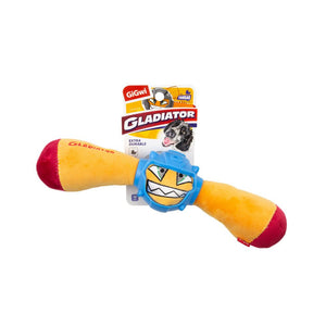 GiGwi Gladiator Squeaker Inside Plush/TPR Dog Toy (Medium) – Yellow - Shopivet.com