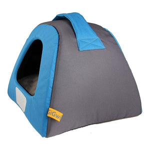 Gigwi Place Pet House Canvas, Plush, TPR Blue & Gray - large - Shopivet.com