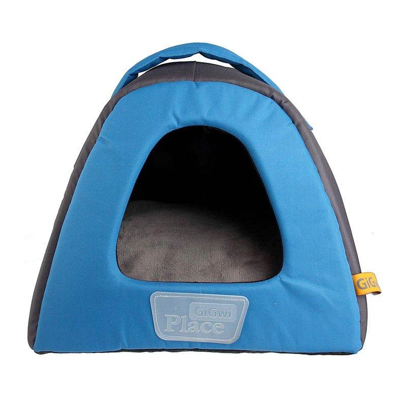 Gigwi Place Pet House Canvas, Plush, TPR Blue & Gray - large - Shopivet.com
