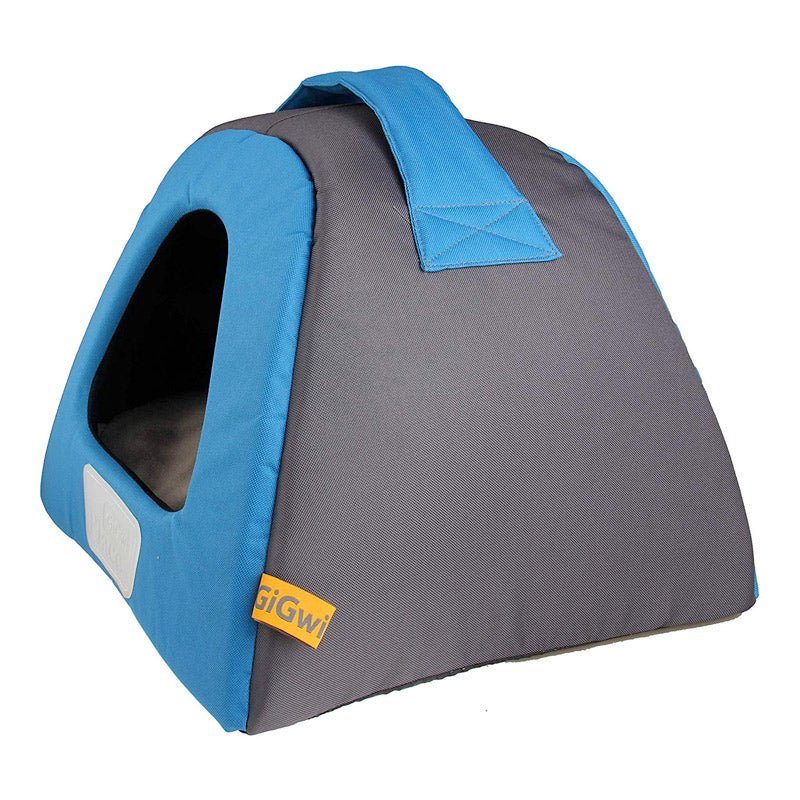 Gigwi Place Pet House Canvas, Plush, TPR Blue & Gray - small - Shopivet.com