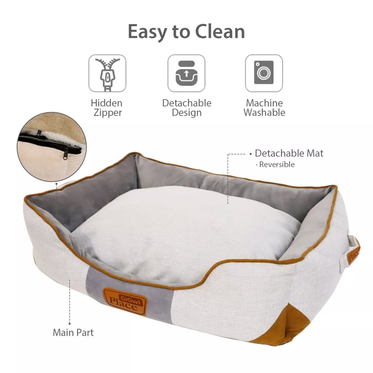 GiGwi Place Removable Cushion Luxury Dog Bed - blue - Shopivet.com