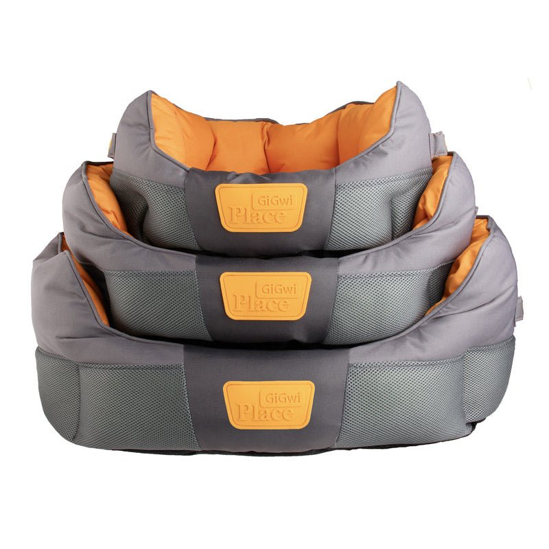 Gigwi Place Soft Bed Canvas TPR Gray & Orange - small - Shopivet.com