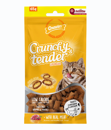 Gnawlers Crunchy & Tender Cat Treats 65g - Chicken Flavour - Shopivet.com