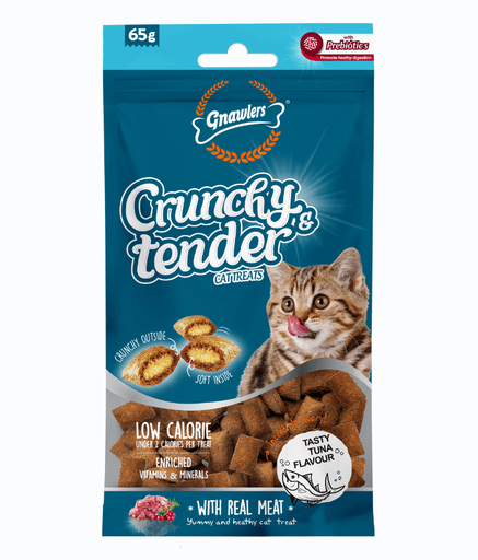 Gnawlers Crunchy & Tender Cat Treats 65g - Tuna Flavour - Shopivet.com