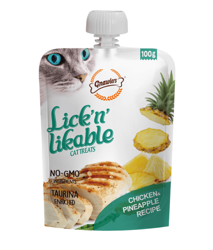 Gnawlers Lick 'n' Lickable Cat Treats 100g - Chicken & Pineapple - Shopivet.com