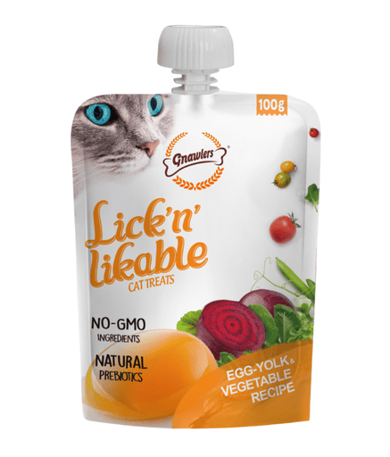Gnawlers Lick 'n' Lickable Cat Treats 100g - Egg Yolk & Vegetable - Shopivet.com