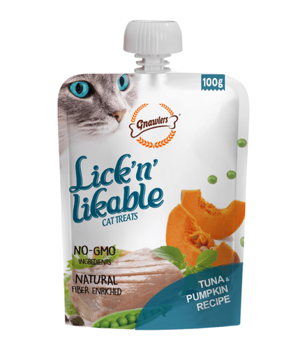 Gnawlers Lick 'n' Lickable Cat Treats 100g - Tuna & Pumpkin - Shopivet.com
