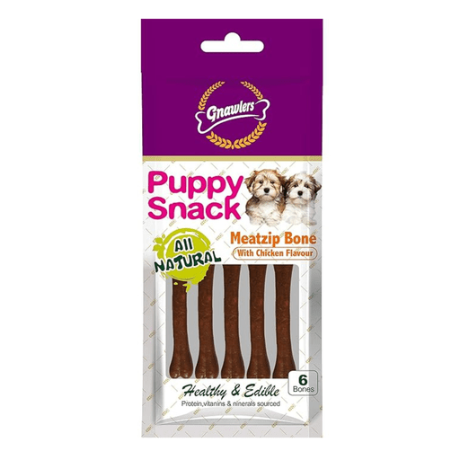 Gnawlers Puppy Snack - Meat Zip Bone With Chicken Flavor 6pcs/pack (40g) - Shopivet.com