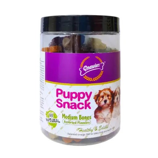 Gnawlers Puppy Snack - Medium Bone Assorted Flavours (250g) - Shopivet.com