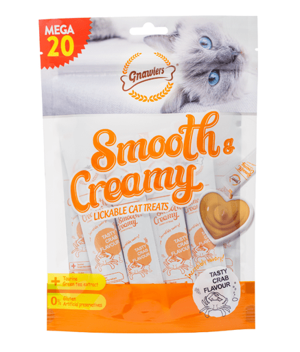 Gnawlers Smooth & Creamy Lickable Cat Treats (20pcsx15g) - Crab Flavour - Shopivet.com