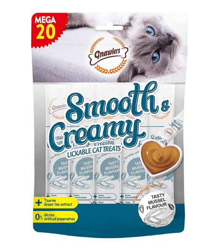 Gnawlers Smooth & Creamy Lickable Cat Treats (20pcsx15g) - Mussel Flavour - Shopivet.com