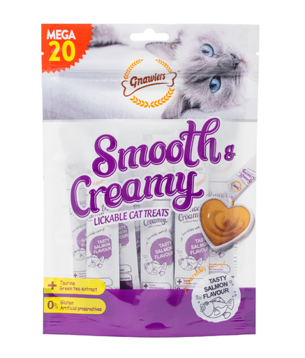 Gnawlers Smooth & Creamy Lickable Cat Treats (20pcsx15g) - Salmon Flavour - Shopivet.com