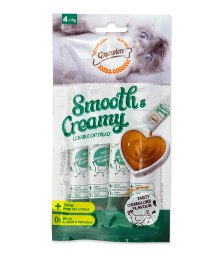 Gnawlers Smooth & Creamy Lickable Cat Treats (4pcsx15g) - Chicken & Liver Flavour - Shopivet.com