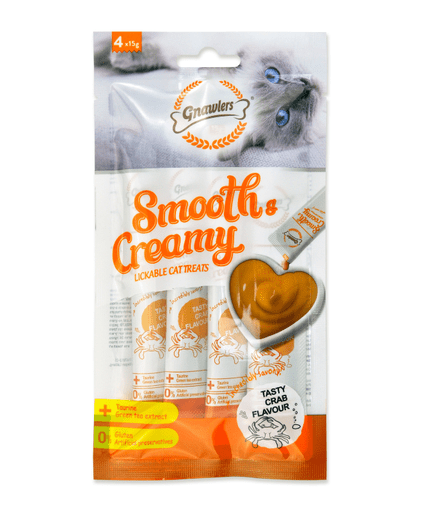 Gnawlers Smooth & Creamy Lickable Cat Treats (4pcsx15g) - Crab Flavour - Shopivet.com