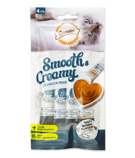 Gnawlers Smooth & Creamy Lickable Cat Treats (4pcsx15g) - Mussel Flavour - Shopivet.com