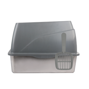 Go Fresh - Stainless Steel No Mess Cat Litter Box - Grey