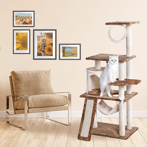 Go Pet Club 53″ Kitten Cat Tree Condo with Scratching Board - Shopivet.com