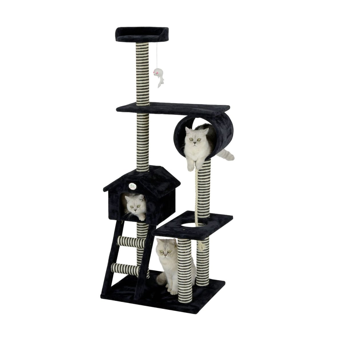 Go Pet Club 60″ Black Cat Tree Condo with Sisal Covered Posts - Shopivet.com