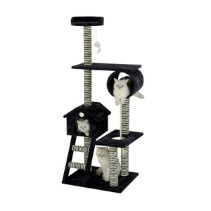 Go Pet Club 60″ Black Cat Tree Condo with Sisal Covered Posts - Shopivet.com
