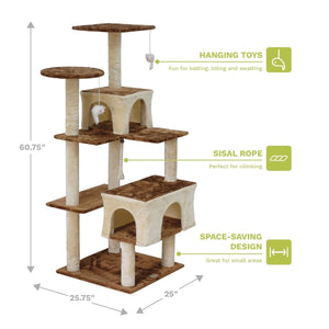 Go Pet Club 61″ Kitten Cat Tree House - Shopivet.com