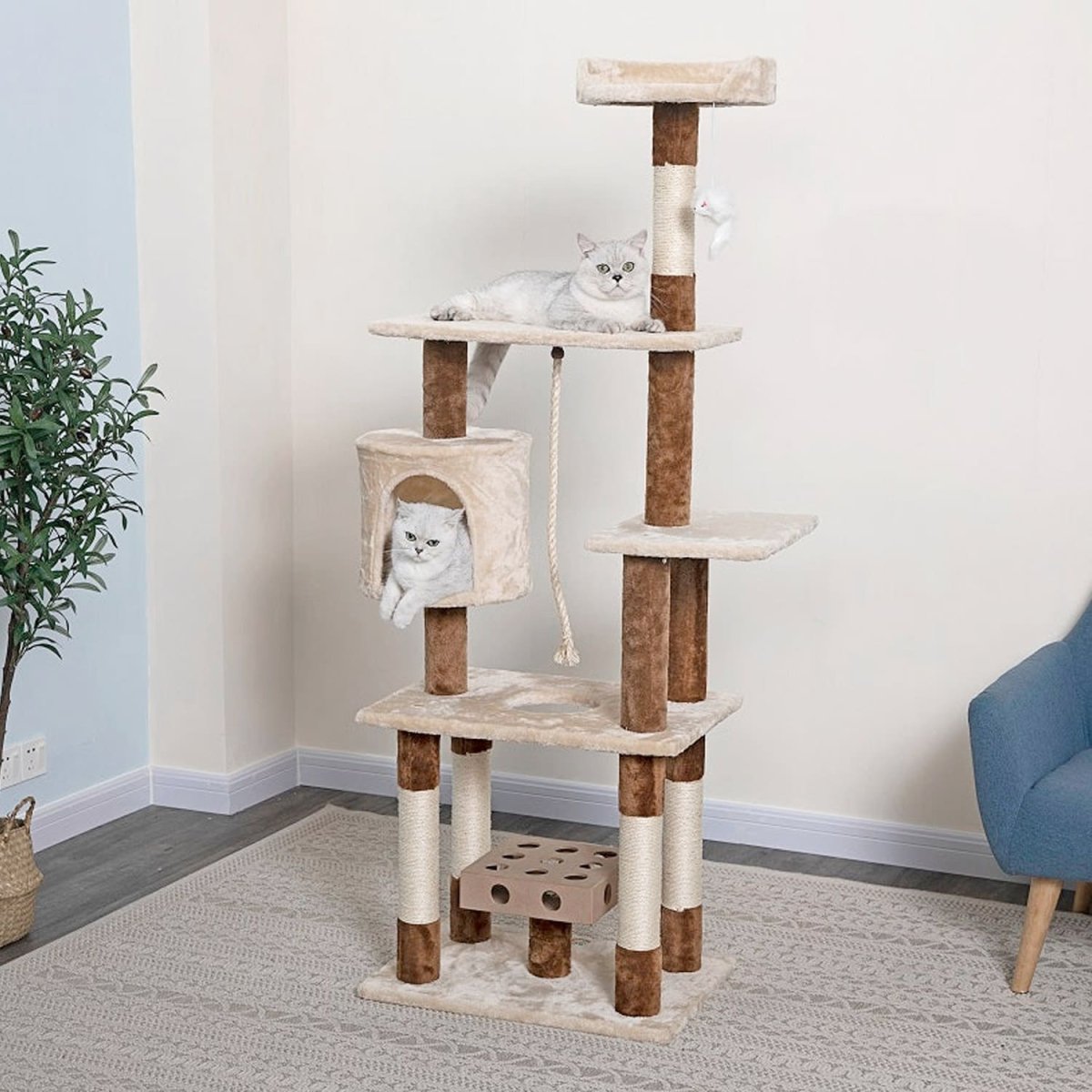 Go Pet Club 67″ IQ Busy Box Cat Tree Condo with Sisal Covered Scratching Posts - Shopivet.com