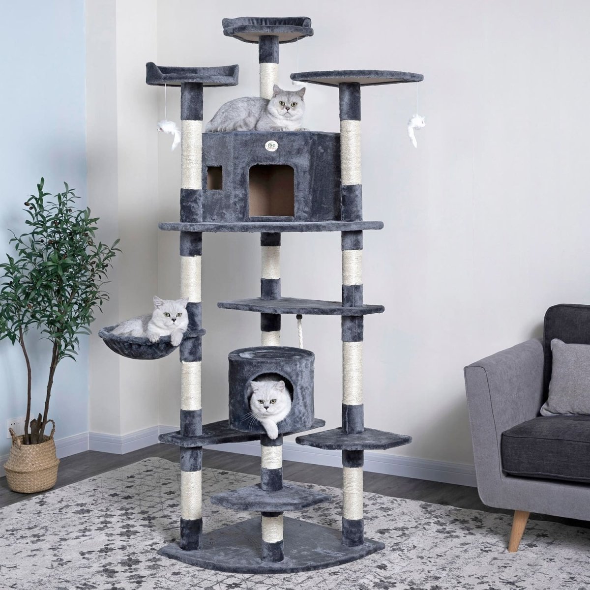 Go Pet Club 80″ Classic Cat Tree House Furniture with Sisal Scratching Post - Shopivet.com