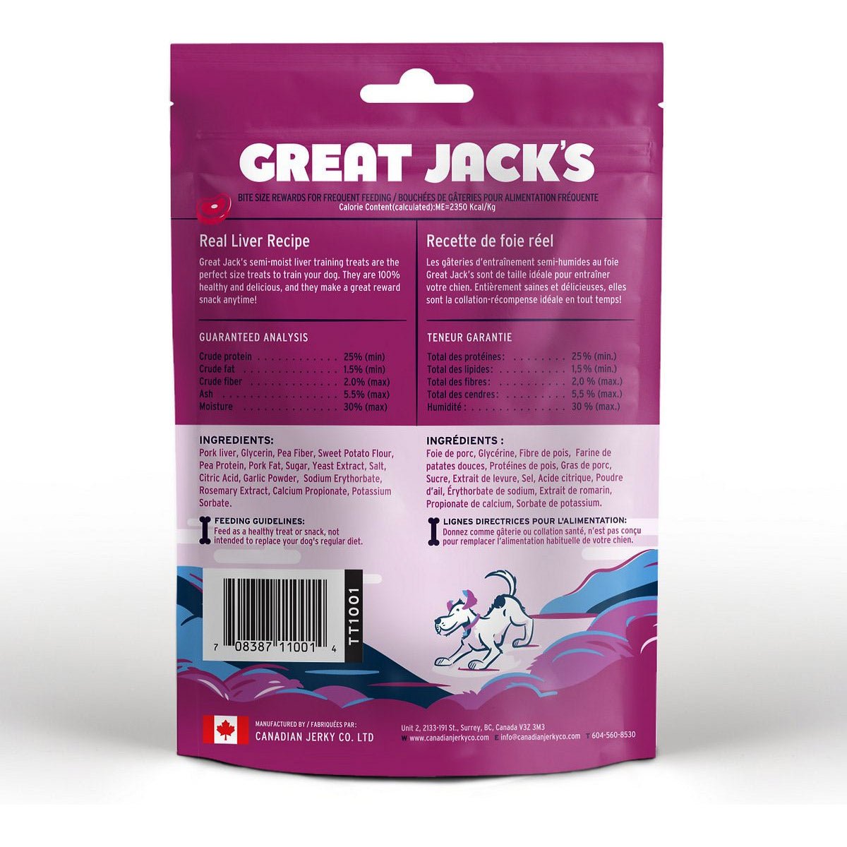 Great Jack’s Real Liver Recipe Grain - Free Dog Treats 7oz / 198gm - Shopivet.com