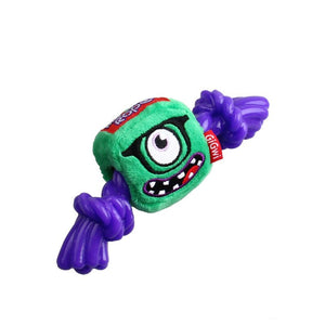Green Monster Rope Squeaker Inside Small Plush/Rope - Shopivet.com