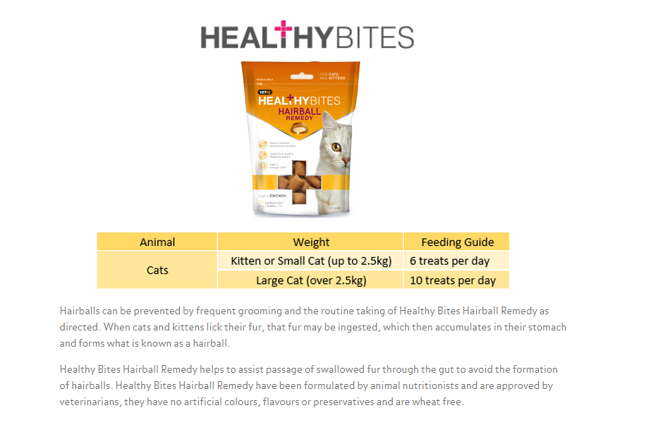 Healthy Bites Hairball Remedy Cat & Kitten Treats 65g - 65G