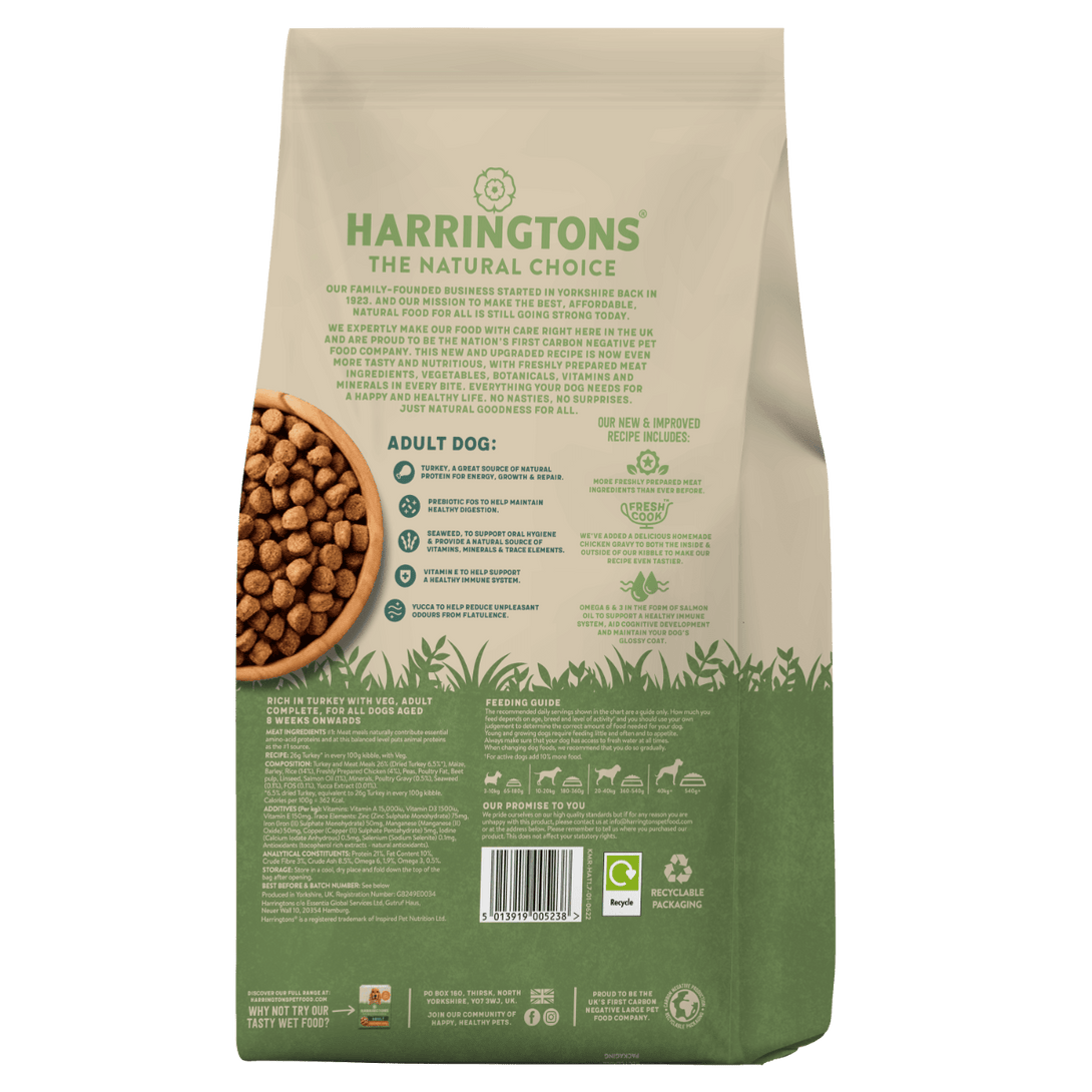Harringtons Complete Turkey with Veg Adult Dry Dog Food - 15KG - Shopivet.com