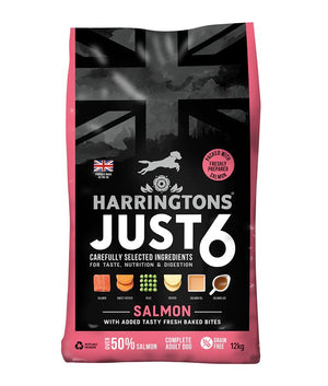 Harringtons Just 6 Salmon Grain Free Adult Dry Dog Food - 12KG - Shopivet.com