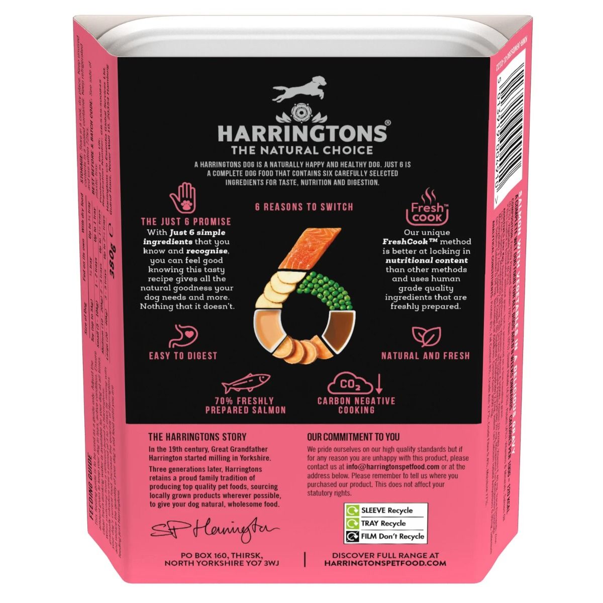 Harringtons Just 6 Salmon Grain Free Adult Wet Dog Food 380g - 380G - Shopivet.com