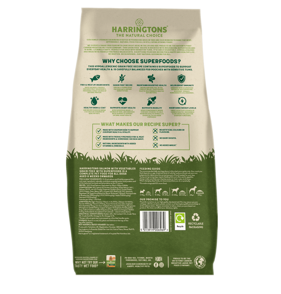 Harringtons Superfoods Salmon with Vegetables Adult Dry Dog Food - 1.7kg - Shopivet.com